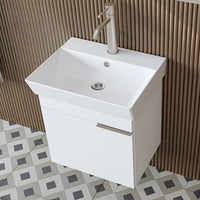 ROOMART Badmöbelset LYCIA 50 cm Unterschrank mit Keramik-Waschbecken, Spiegelschrank, Seitenschrank, Badezimmermöbel in 4 Farben