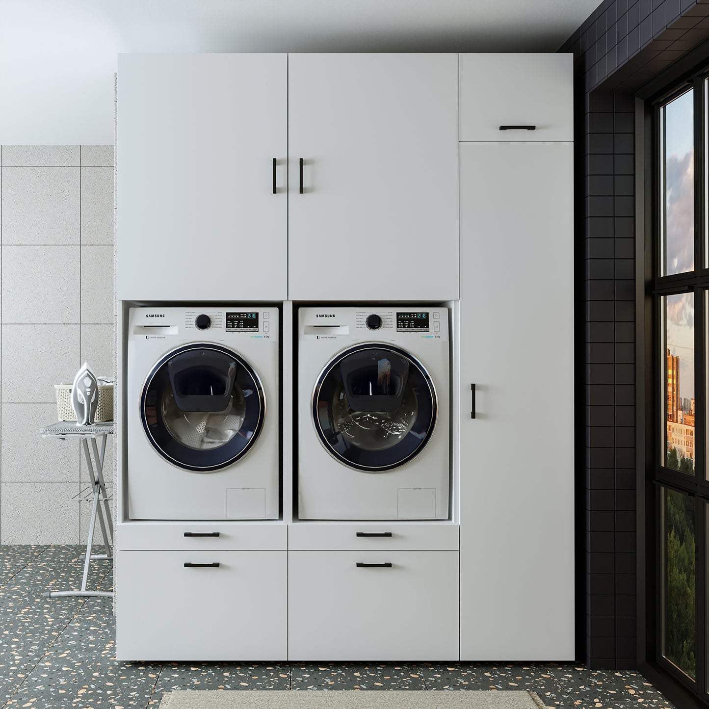 Roomart Überbauschrak für Waschküche & Hauswirtschaftsraum, in 3 Farbe –