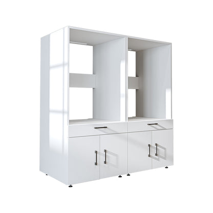 Roomart Waschmaschinenschrank - SERIE 3 –  134 cm breit, Doppelschrank Überbauschrank, mit Ausziehbrett, Waschturm für Waschmaschine & Trockner, in 3 Farben