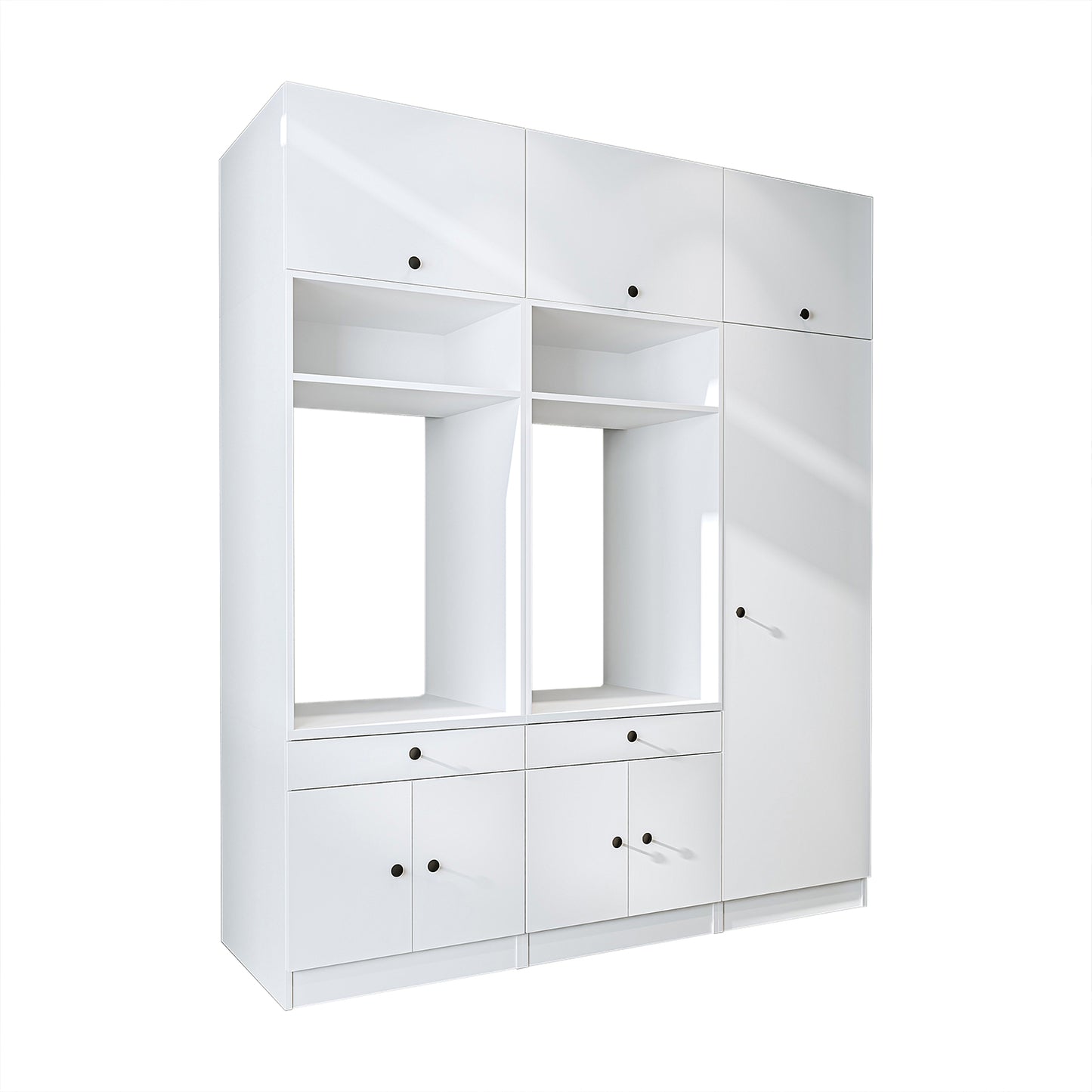 Roomart Schrankwand für Waschküche & Hauswirtschaftsraum - SERIE 1 - 114 cm breit, mit Ausziehbrett & Stauraum, Waschmaschinen-Schrankkombination, in 3 Farben (Weiß, Schwarz-Eiche)