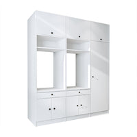 Roomart Schrankwand für Waschküche & Hauswirtschaftsraum - SERIE 1 - 114 cm breit, mit Ausziehbrett & Stauraum, Waschmaschinen-Schrankkombination, in 3 Farben (Weiß, Schwarz-Eiche)