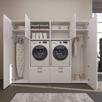Roomart Waschmaschinenschrank SERIE-III Schrankwand 254 cm – 2 Geräte, Soft-Close | 3 Farben