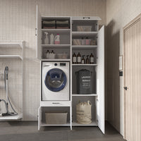 Roomart Waschmaschinenschrank 240 cm mit Hochschrank – Soft-Close, Ausziehbrett | 3 Farben