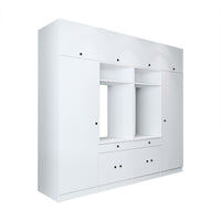 Roomart mueble de pared para lavadero - 254 cm de ancho - con estante extraíble - en - blanco - roble - roble negro - mueble de baño, lavabo, mueble de baño, mueble de baño, baño, con, mueble de baño, mueble de baño, conjunto, lavabo, mueble, ba