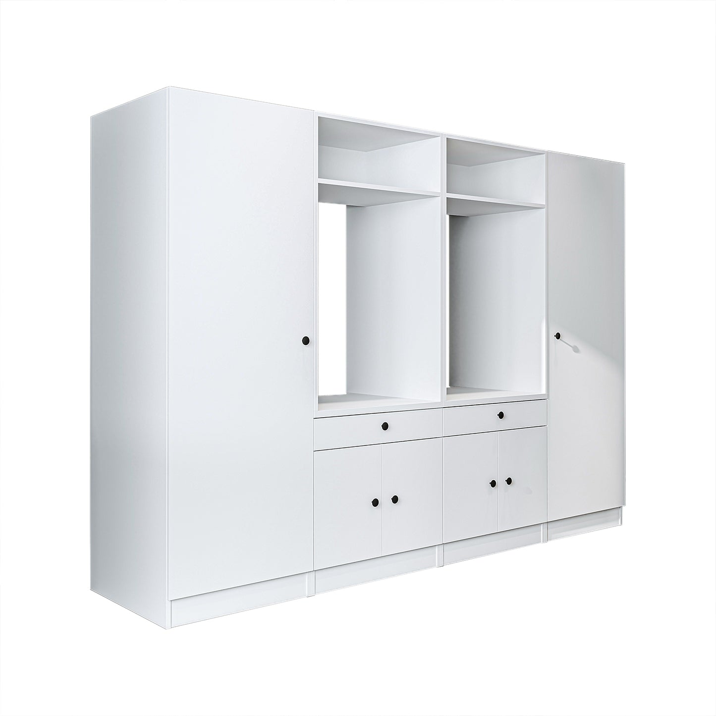 Roomart Waschmaschinenschrank SERIE 3 – 194 cm breit, 2× Waschmaschine nebeneinander mit Ausziehbrett & Hochschrank – Waschküche & Hauswirtschaftsraum – Eiche / Schwarz-Eiche / Weiß