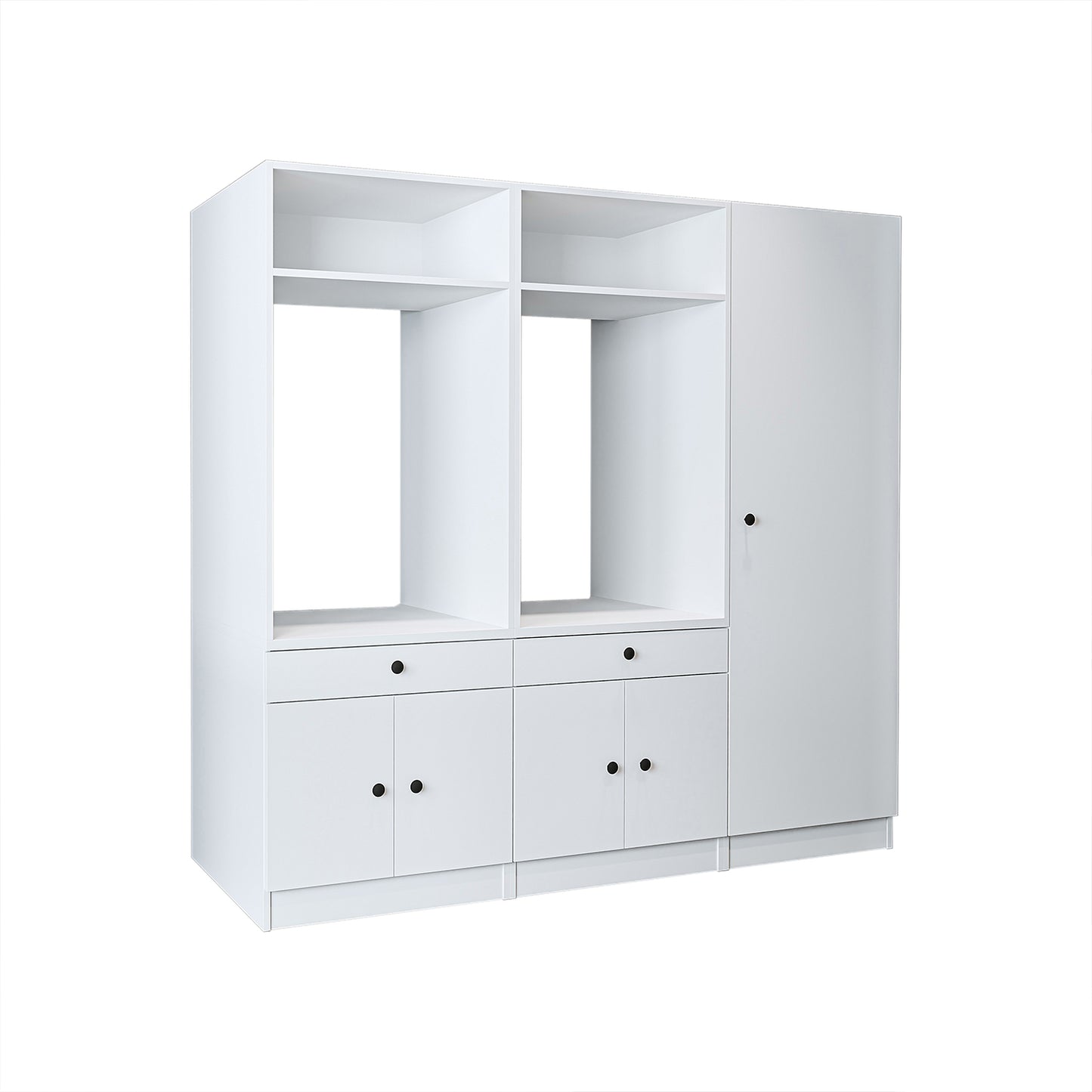 Roomart Schrankwand für Waschküche & Hauswirtschaftsraum - SERIE 1 - 114 cm breit, mit Ausziehbrett & Stauraum, Waschmaschinen-Schrankkombination, in 3 Farben (Weiß, Schwarz-Eiche)