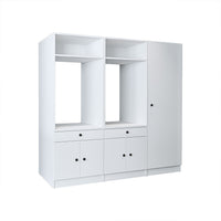 Roomart Schrankwand für Waschküche & Hauswirtschaftsraum - SERIE 1 - 114 cm breit, mit Ausziehbrett & Stauraum, Waschmaschinen-Schrankkombination, in 3 Farben (Weiß, Schwarz-Eiche)