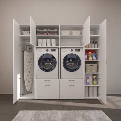 Roomart Waschmaschinenschrank 224 cm – 2 Geräte nebeneinander & Hochschrank | in 3 Farben