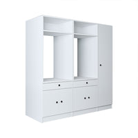 Mueble de pared Roomart para lavadero y cuarto de servicio, en 3 colores, 179 cm de ancho, Con estante extraíble - Blanco - Roble negro mueble para lavadora, estante para lavadora, torre de lavado, mueble, blanco, lavadoras, mueble bajo, lavadora, secadora, haush