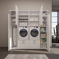 Roomart Waschmaschinenschrank SERIE 2 – Doppelschrank mit Seitenschränken, 3 Farben