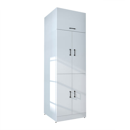 Roomart Waschmaschinenschrank „DORA“ für Waschmaschine & Trockner mit Regalböden, in 5 Farben • Weiß • Weiß Eiche • Anthrazit Eiche • Eiche • Schwarz-Eiche