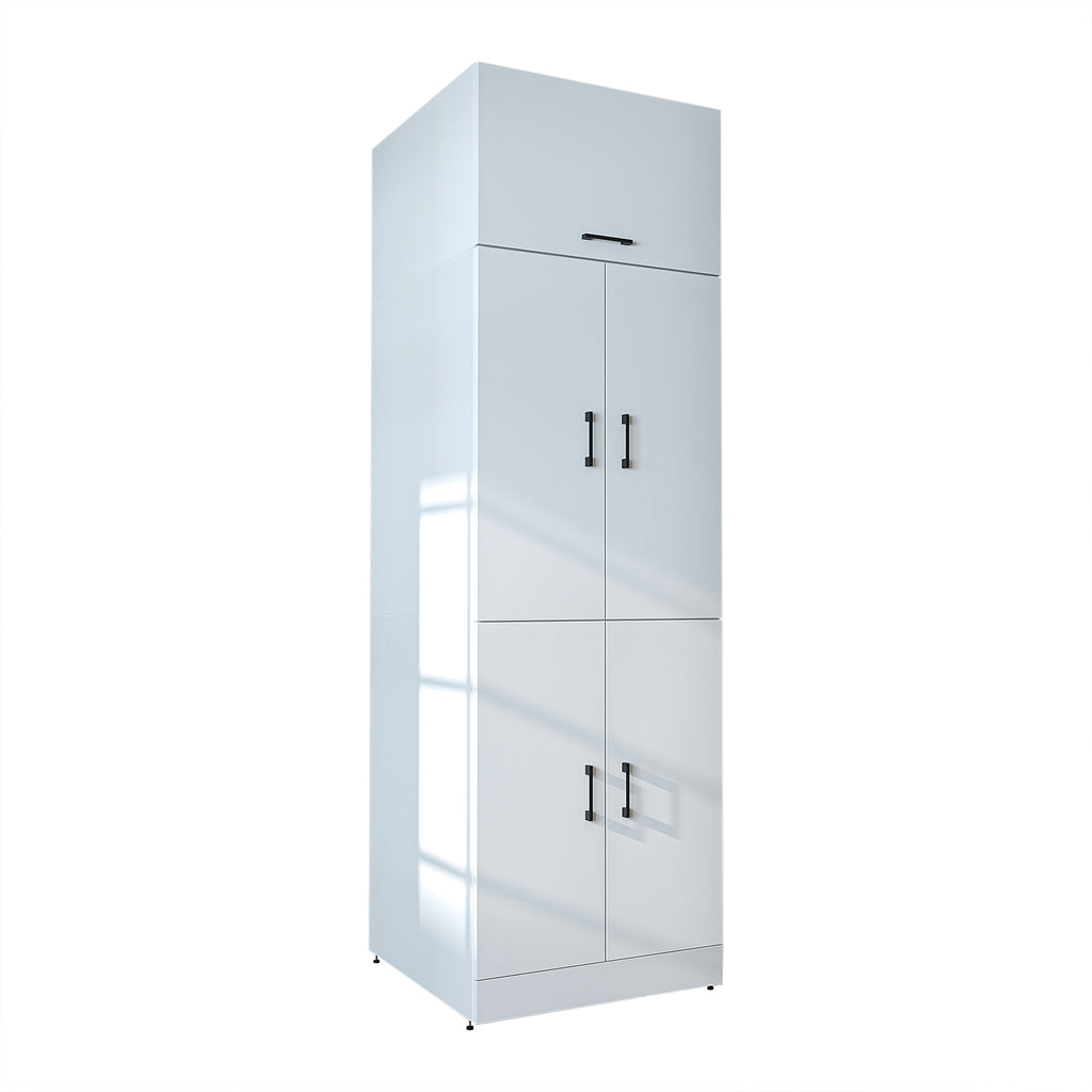 Roomart Waschmaschinenschrank „DORA“ für Waschmaschine & Trockner mit Regalböden, in 5 Farben • Weiß • Weiß Eiche • Anthrazit Eiche • Eiche • Schwarz-Eiche