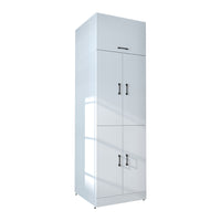 Roomart Waschmaschinenschrank „DORA“ für Waschmaschine & Trockner mit Regalböden, in 5 Farben • Weiß • Weiß Eiche • Anthrazit Eiche • Eiche • Schwarz-Eiche