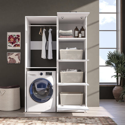 Roomart SERIE 2 Waschmaschinenschrank 126 cm – Kleiderstange & Stauraum | in 2 Farben