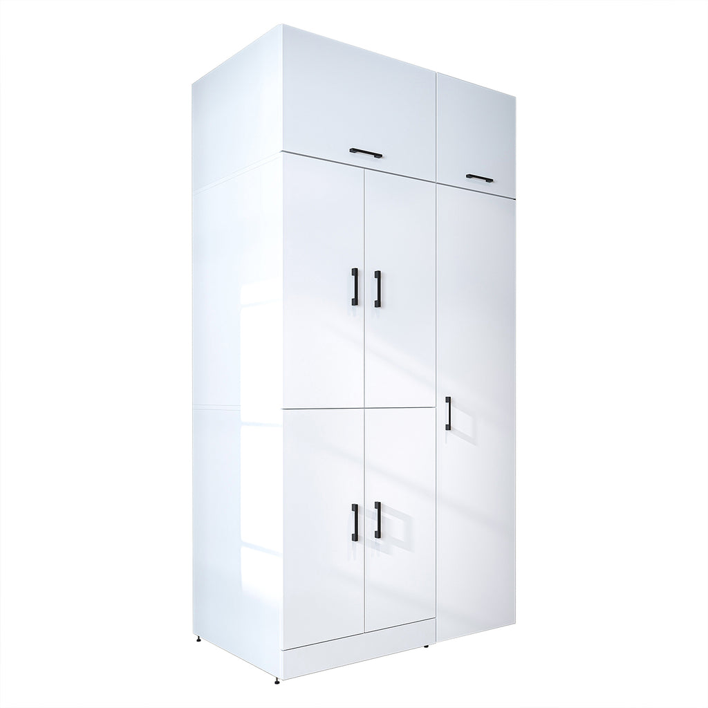 Roomart washing machine cabinet " DORA SET" for dryer & washing machine, 115 cm wide, in 4 colors, with doors & pull-out shelf - white - white oak - anthracite oak - oak - washing machine cabinet, washing machine shelf, washing tower, cabinet, white, washing machine