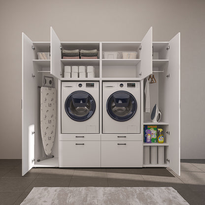 Roomart Waschmaschinenschrank 224 cm – 2 Geräte nebeneinander & Hochschrank | in 3 Farben