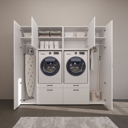 Roomart Waschmaschinenschrank 224 cm – 2 Geräte nebeneinander & Hochschrank | in 3 Farben