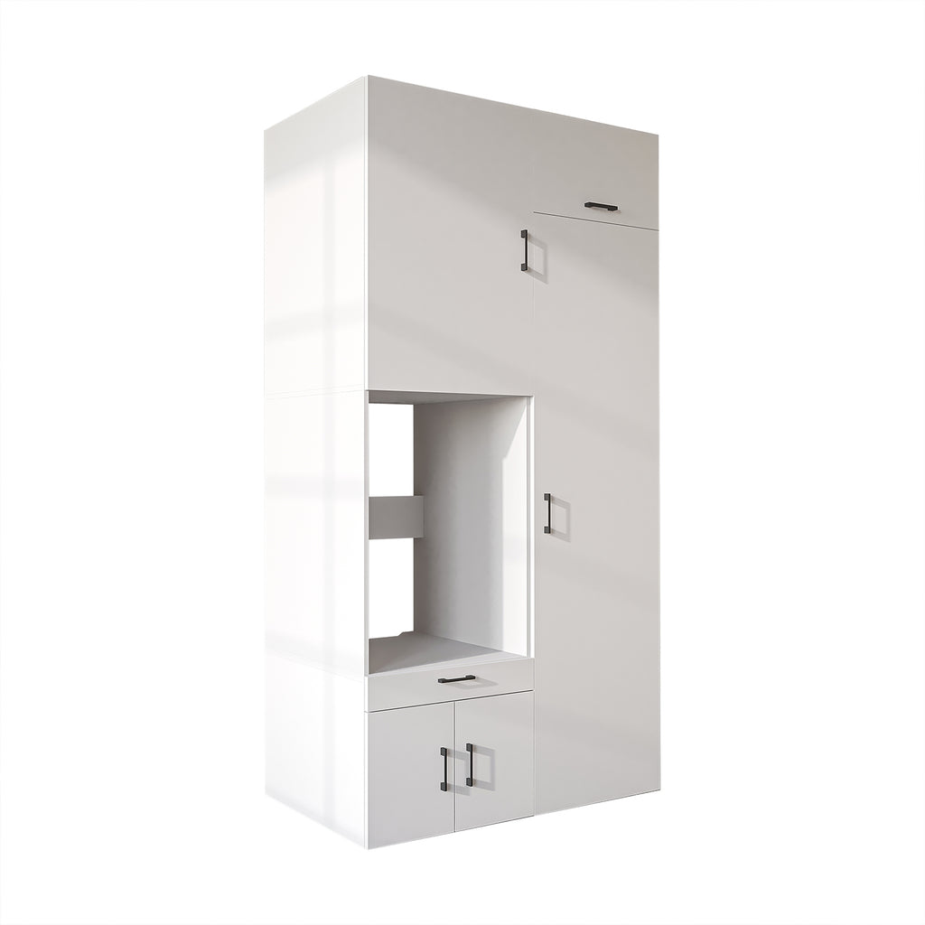 Roomart Waschmaschinenschrank 240 cm mit Hochschrank – Soft-Close, Ausziehbrett | 3 Farben