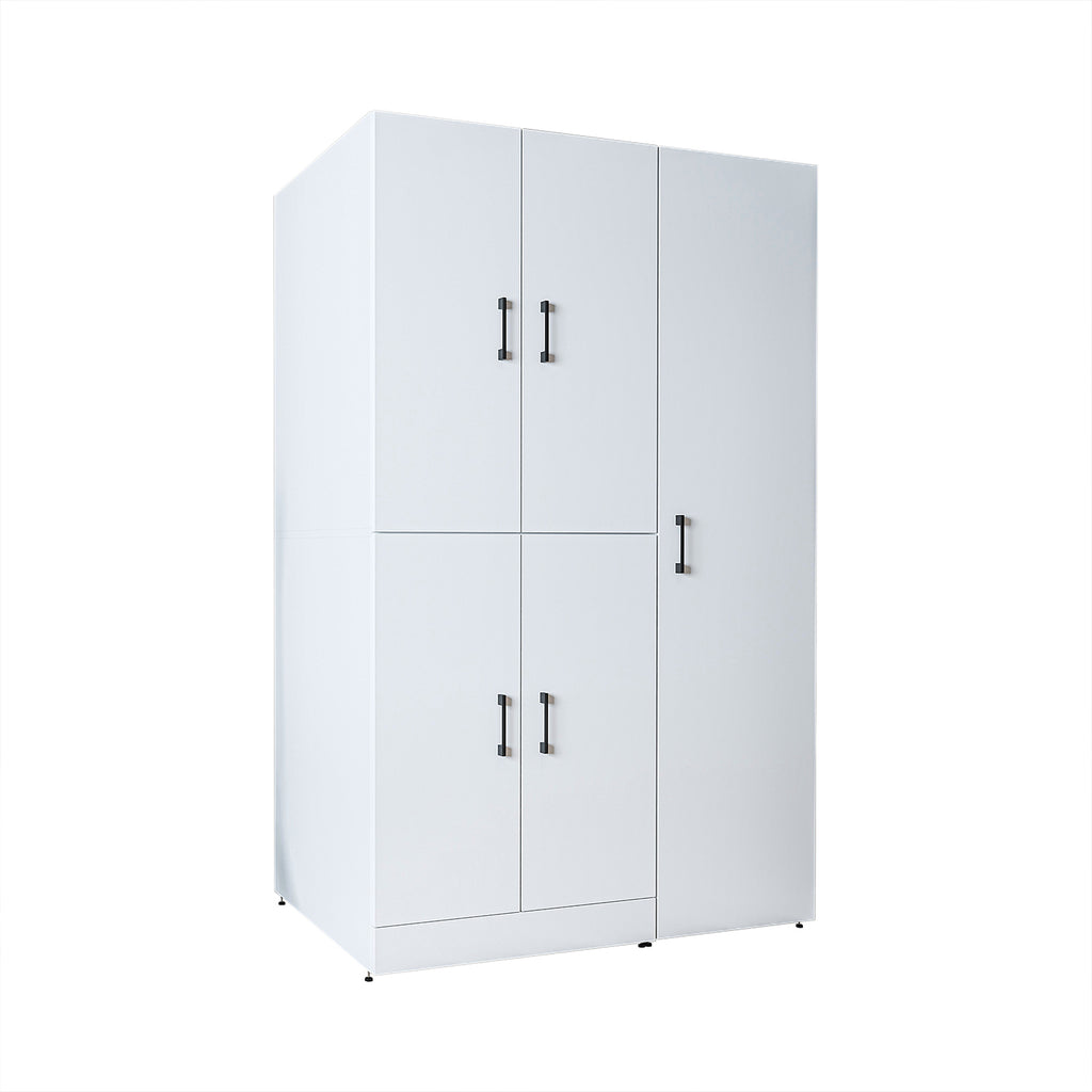 Roomart Waschmaschinenschrank „DORA 115 cm Breit“ für Waschmaschine & Trockner mit Regalböden, in 5 Farben • Weiß • Weiß Eiche • Anthrazit Eiche • Eiche • Schwarz Eiche