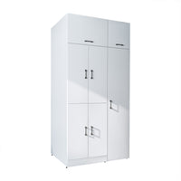 Roomart Waschmaschinenschrank „DORA 115 cm Breit“ für Waschmaschine & Trockner mit Regalböden, in 5 Farben • Weiß • Weiß Eiche • Anthrazit Eiche • Eiche • Schwarz Eiche