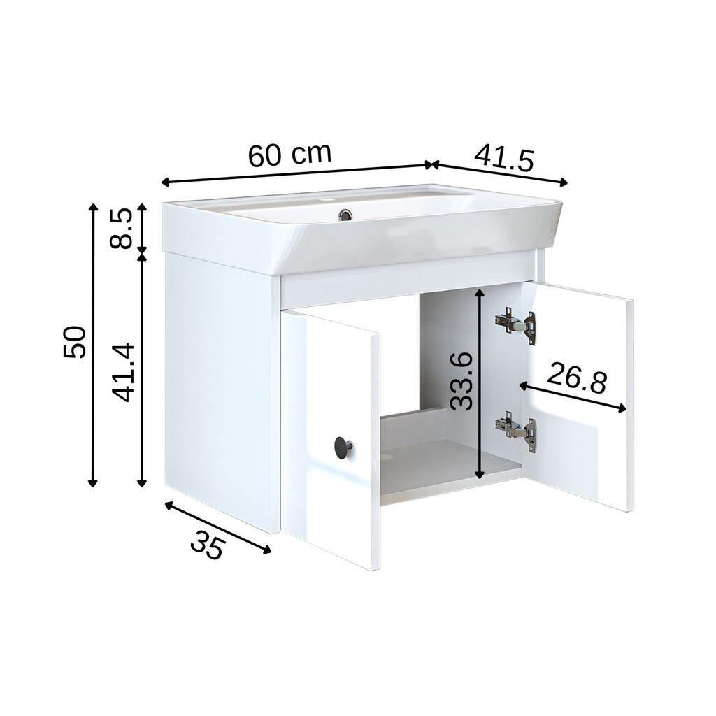 Roomart Badmöbel-Set ADA, 60 cm, mit Keramik-Waschbecken, in 6 Farben