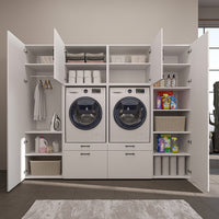 Roomart Waschmaschinenschrank SERIE-III Schrankwand 254 cm – 2 Geräte, Soft-Close | 3 Farben