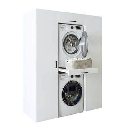 Roomart DUO-I Waschmaschinenschrank Schrankwand 157 cm – Waschmaschine & Trockner + Hochschrank | in 3 Farben
