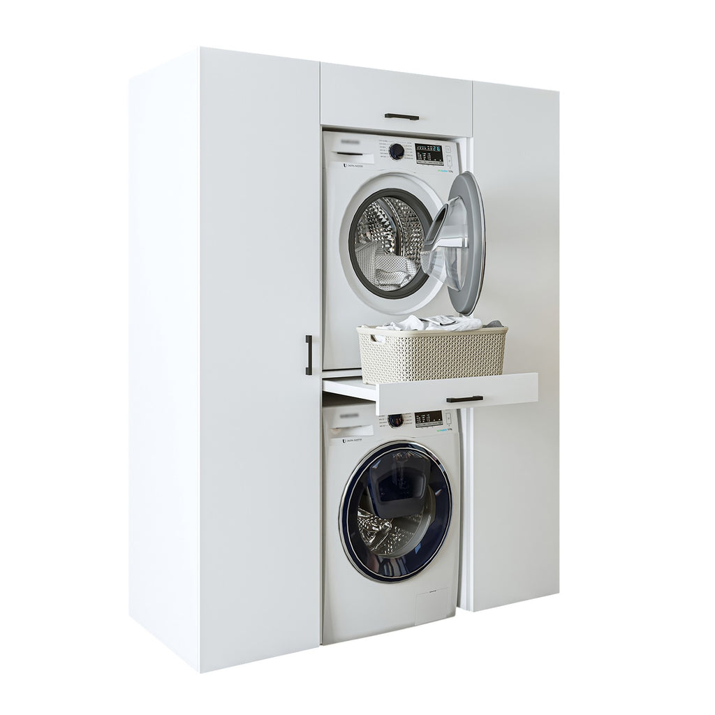 Roomart DUO-I Waschmaschinenschrank Schrankwand 157 cm – Waschmaschine & Trockner + Hochschrank | in 3 Farben