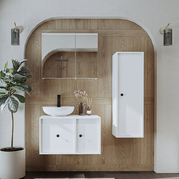 Roomart 4-teiliges Badmöbel-Set GUSTO, 75 cm, mit rundem Becken, in 2 Farben