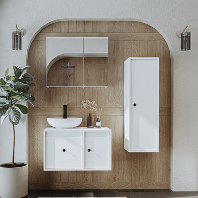 Roomart 4-teiliges Badmöbel-Set GUSTO, 75 cm, mit rundem Becken, in 2 Farben