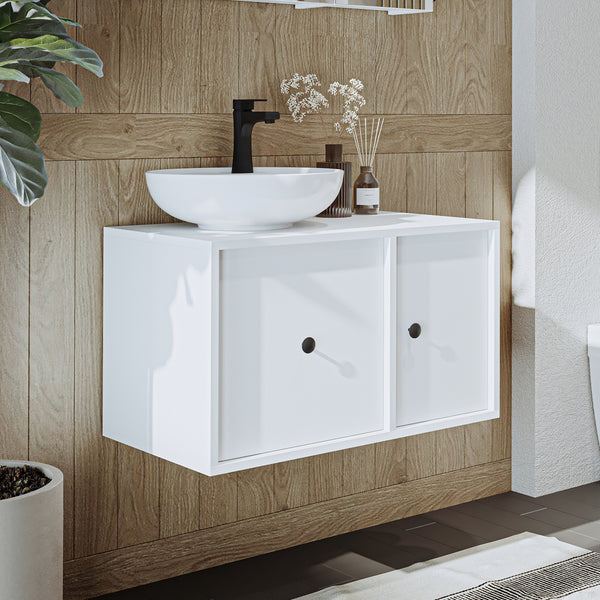 Roomart Badezimmermöbel GUSTO 75 cm – Keramik Waschbecken &/oder Unterschrank – Modernes Design – Varianten wählbar – Eiche oder Weiß