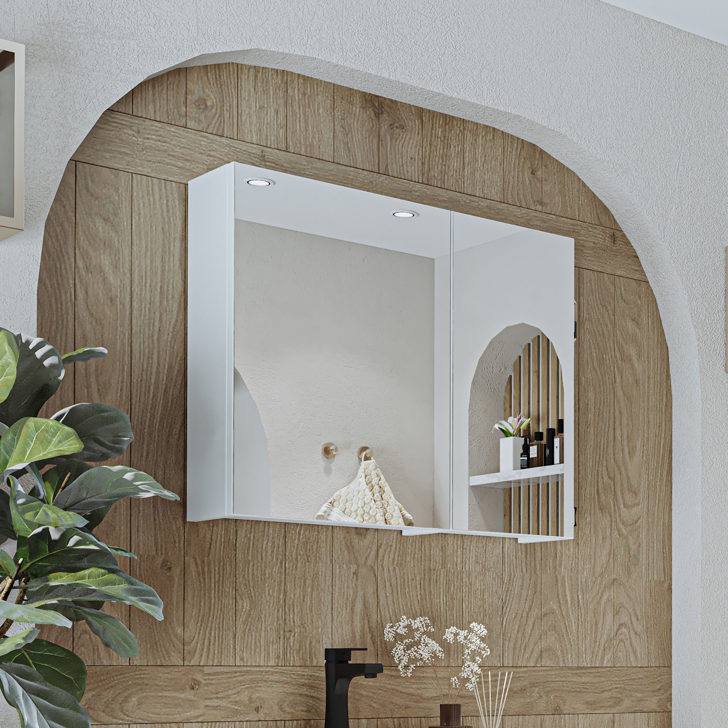 Roomart Badezimmerspiegelschrank "Gusto“ – 75/90/105 cm – in Weiß oder Eiche – moderner Badschrank mit Spiegel Roomart Badezimmerspiegelschrank "Gusto“ – 75/90/105 cm – in Weiß oder Eiche – moderner Badschrank mit Spiegel-  badezimmerspiegelschrank, mirro