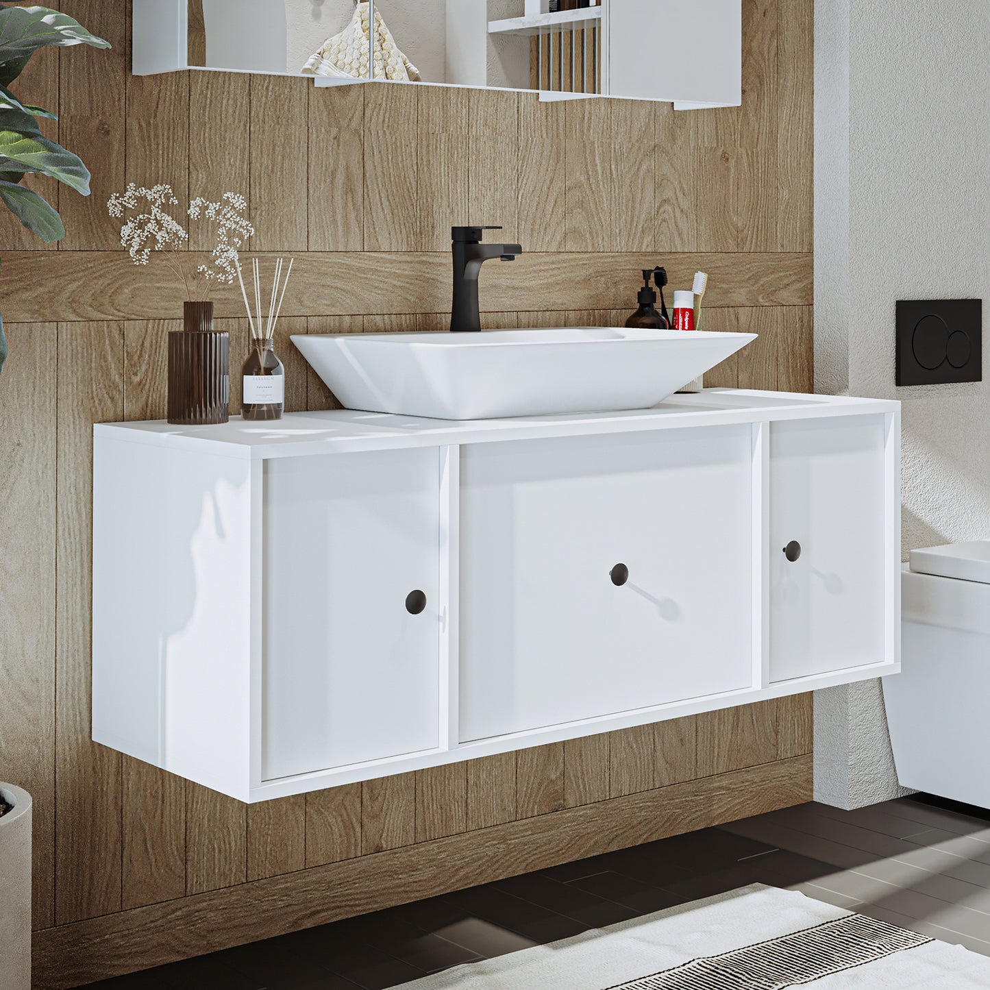 Roomart Badmöbel GUSTO-ATL 120 cm – Keramik Waschbecken &/oder Unterschrank – Modernes Design – Varianten wählbar – Eiche oder Weiß