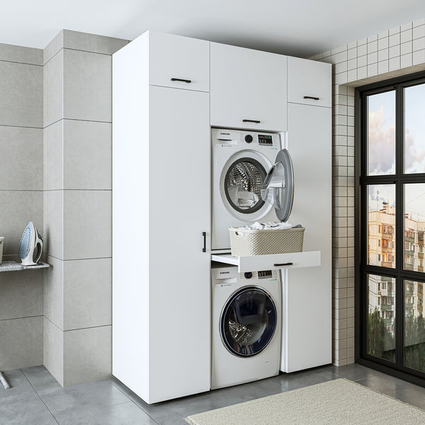 Roomart Waschmaschinenschrank 157 cm, für 2 Geräte mit 2 Hochschränken, in 3 Farben