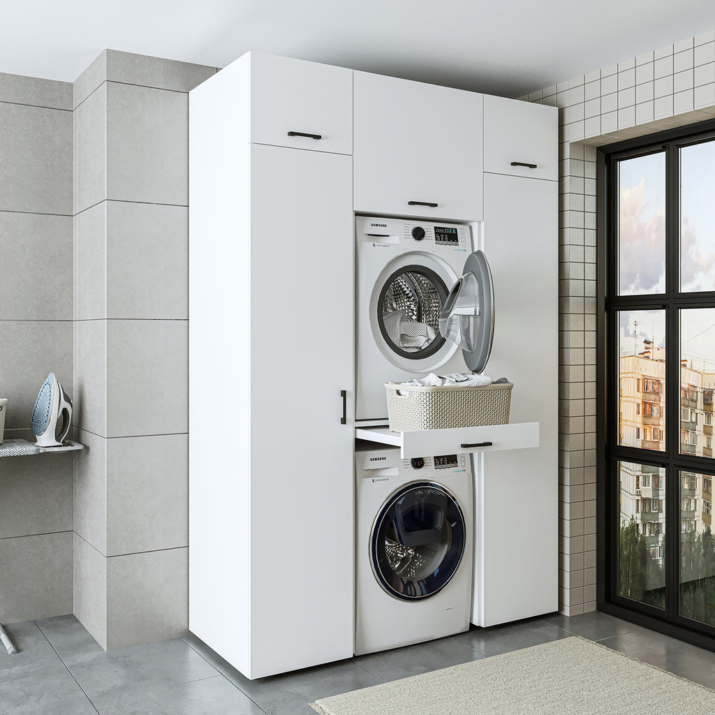 Roomart Waschmaschinenschrank DUO I – 2 Geräte übereinander & Hochschrank, 157 cm