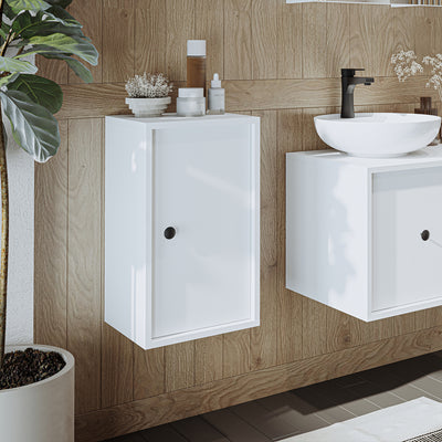 Roomart GUSTO Hochschrank 35 cm – Bad-Hängeschrank mit Soft-Close – Moderner Badezimmerschrank mit Stauraum – Weiß oder Eiche