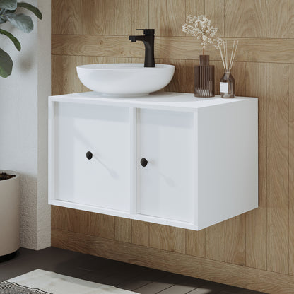 Roomart Badezimmermöbel GUSTO 75 cm – Keramik Waschbecken &/oder Unterschrank – Modernes Design – Varianten wählbar – Eiche oder Weiß