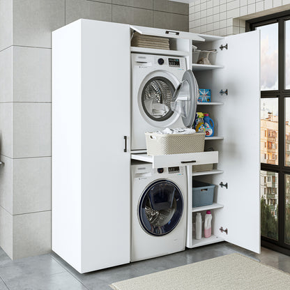 Roomart DUO-I Waschmaschinenschrank Schrankwand 157 cm – Waschmaschine & Trockner + Hochschrank | in 3 Farben