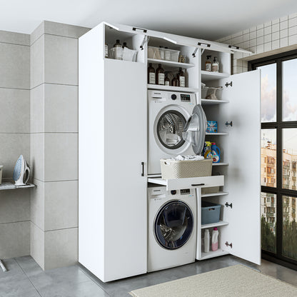 Roomart Waschmaschinenschrank DUO I – 2 Geräte übereinander & Hochschrank, 157 cm