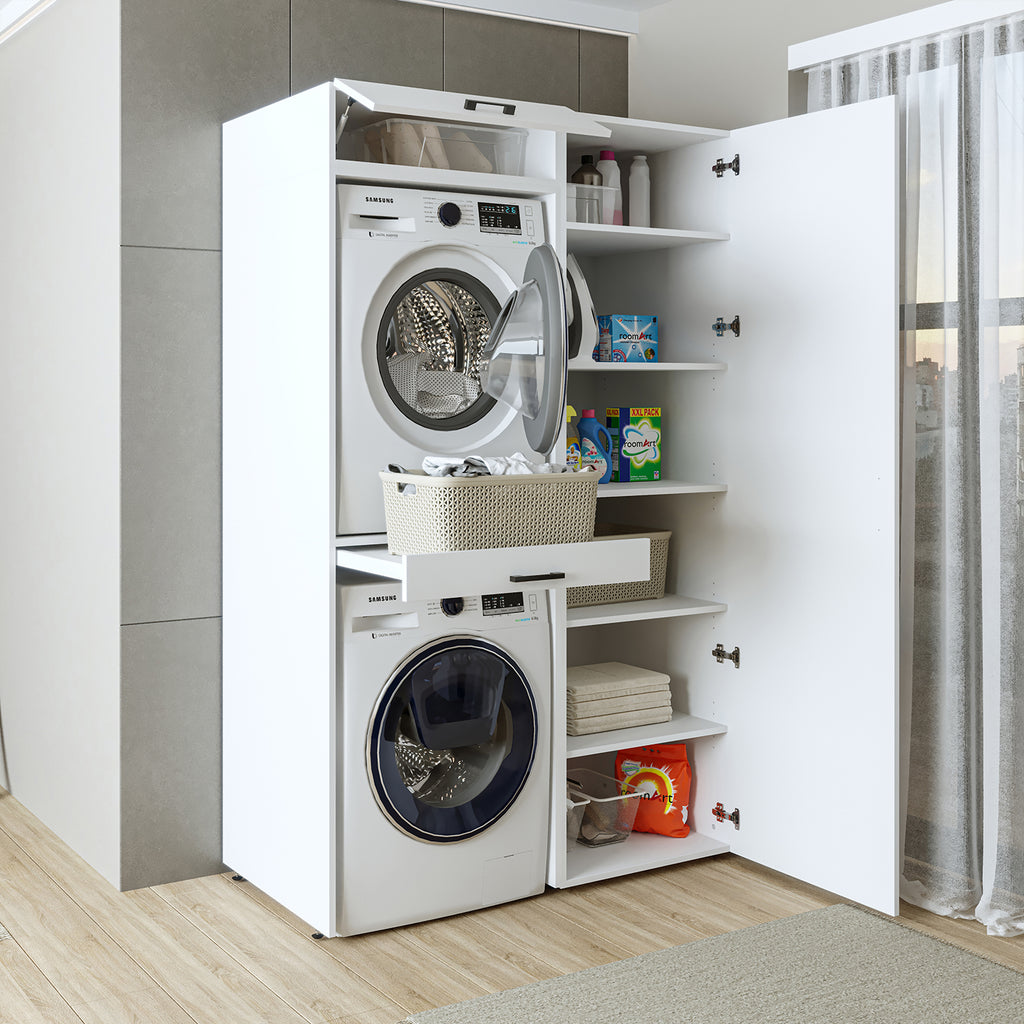Roomart Waschmaschinenschrank, Trockner auf Waschmaschine • 127 cm breit • In 3 Farben
