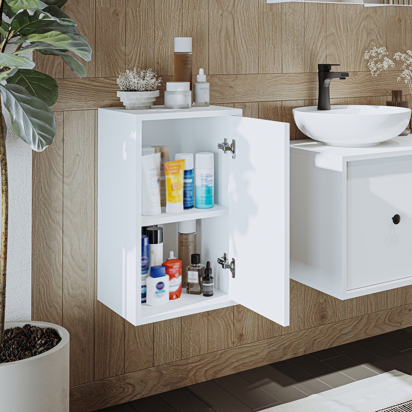 Roomart GUSTO Hochschrank 60 cm – Bad-Hängeschrank mit Soft-Close – Moderner Badezimmerschrank mit Stauraum – Weiß oder Eiche