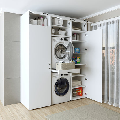washing machine cabinet, washing machine shelf, washing tower, cabinet, white, washing machines, base cabinet, washing machine, dryer, household cabinet, cupboards, bathroom cabinet, tall cabinet, bathroom, washing machine cabinets, kitchen, overbuilt cabinet, for, and, laundry, kitchen, furniture, shelf