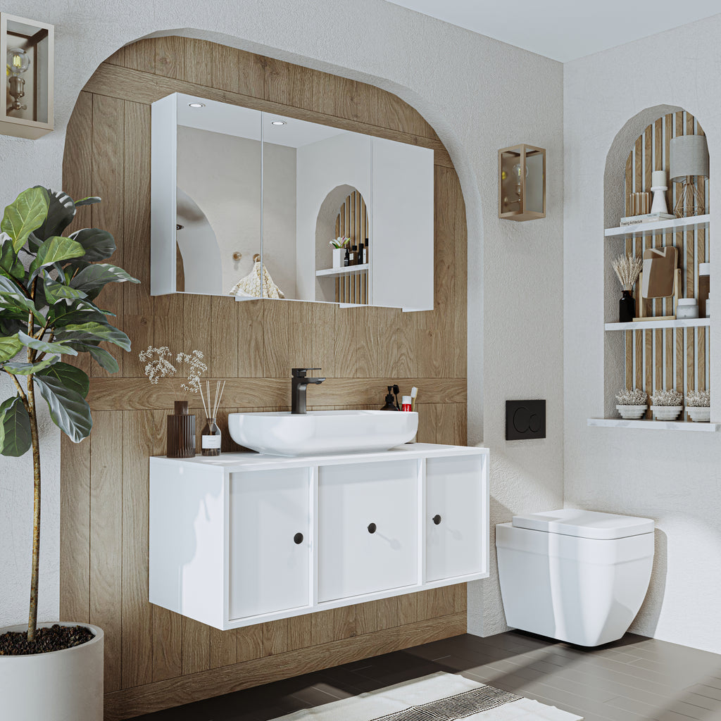 Roomart Badezimmerspiegelschrank "Gusto“ – 75/90/105 cm – in Weiß oder Eiche – moderner Badschrank mit Spiegel Roomart Badezimmerspiegelschrank "Gusto“ – 75/90/105 cm – in Weiß oder Eiche – moderner Badschrank mit Spiegel-  badezimmerspiegelschrank, mirro