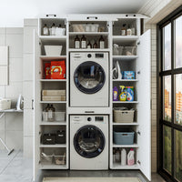 Roomart Waschmaschinenschrank DUO I – 2 Geräte übereinander & Hochschrank, 157 cm