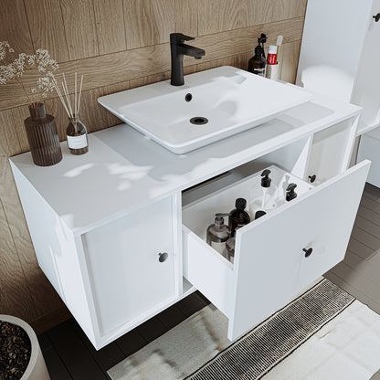 Roomart Badmöbel GUSTO-ATL 120 cm – Keramik Waschbecken &/oder Unterschrank – Modernes Design – Varianten wählbar – Eiche oder Weiß
