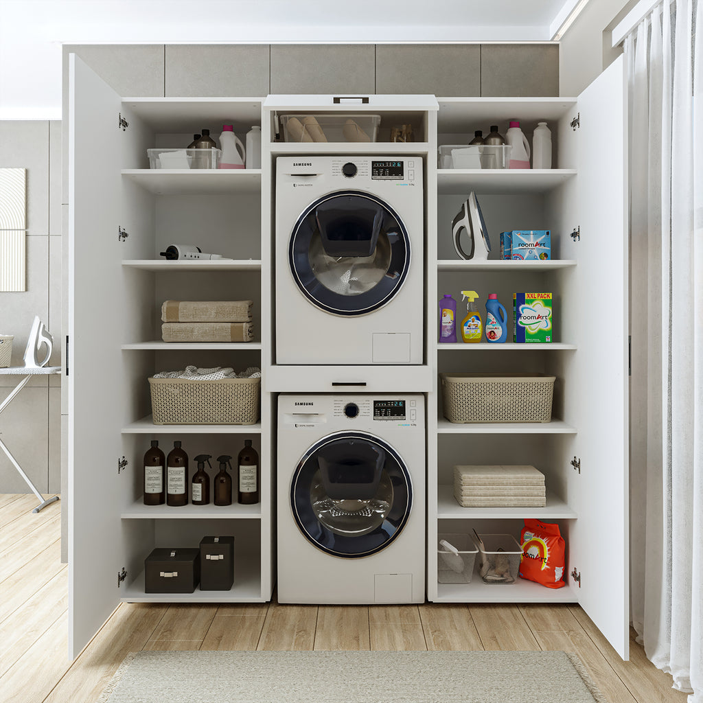 Roomart DUO I Schrankwand 187 cm – Waschmaschine & Trockner, Soft-Close | 3 Farben