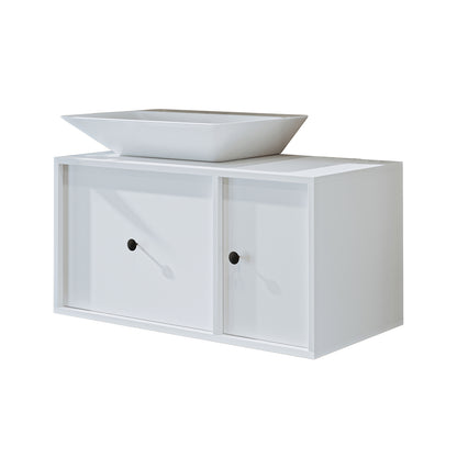 Roomart Badezimmermöbel GUSTO-ATL 90 cm – Keramik Waschbecken &/oder Unterschrank – Modernes Design – Varianten wählbar – Eiche oder Weiß
