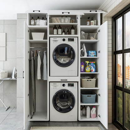 Roomart Waschmaschinenschrank DUO I – 2 Geräte übereinander & Hochschrank, 157 cm
