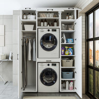 Roomart Waschmaschinenschrank DUO I – 2 Geräte übereinander & Hochschrank, 157 cm