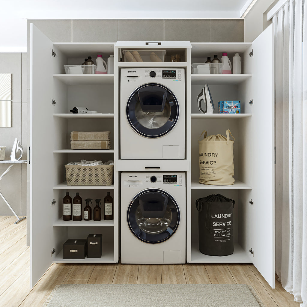 Roomart DUO I Schrankwand 187 cm – Waschmaschine & Trockner, Soft-Close | 3 Farben